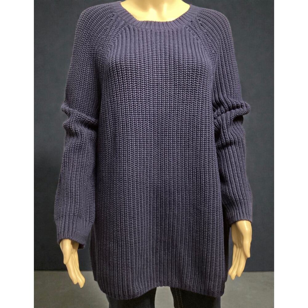 Lauren Ralph Lauren Chunky loose-knit capri navy crew neck sweater sz 2X NWT